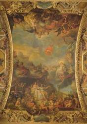 View of King Louis XIV Governing Alone in 1661 and The Prosperous Neighbouring Powers of France, Ceiling Painting from the Galerie des Glaces